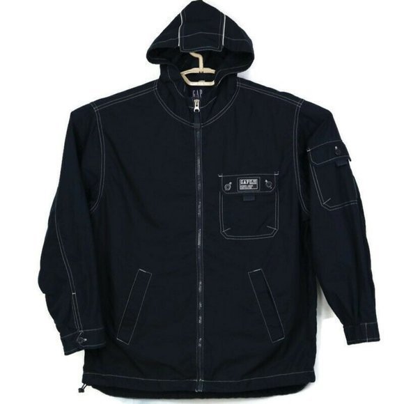 Gap Kids Girls Boys Jacket Coat Wind Breaker Blue Zip Up Hooded XXL 2XL - Picture 1 of 8